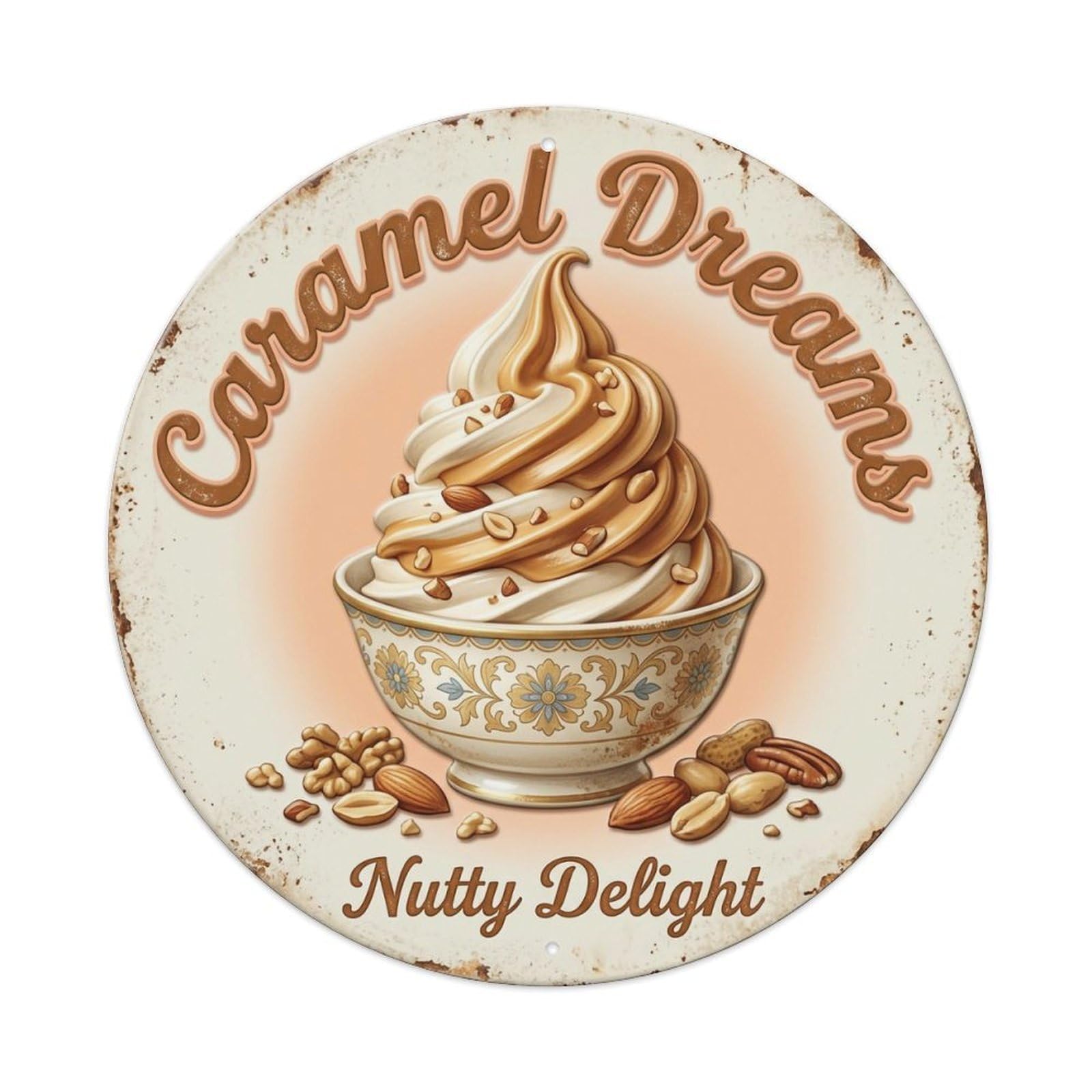 Caramel Dreams Soft Serve Metal Tin Sign