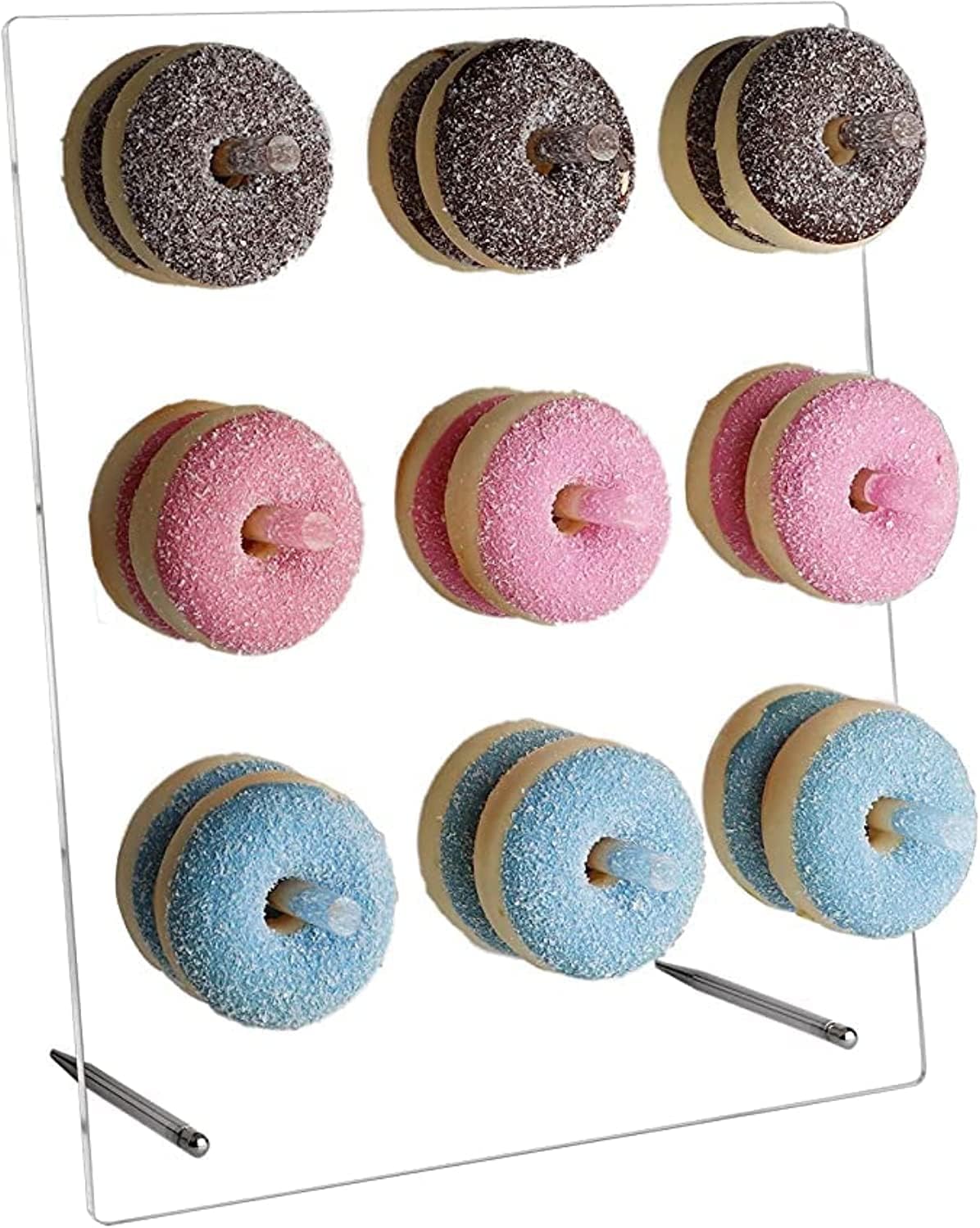 Donut Wall Stand, Acrylic Donut Wall Display Stand On Table, Clear Bagels Holder Doughnut Stand Holder for Baby Showers, Birthday, Holiday Gathering, Sweets Tables, Holds up to 18 Donuts