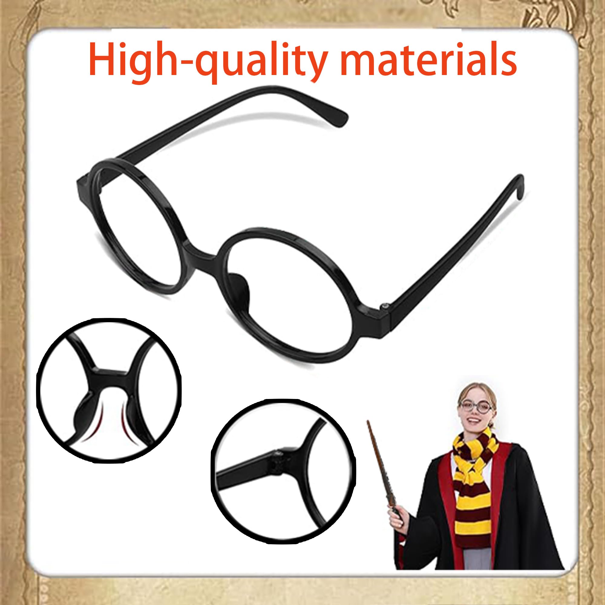 UAVAUI Wizard Costume Set, 6 PCS Cosplay Accessories Magic Wand and Glasses Knitted Scarf - Image 4