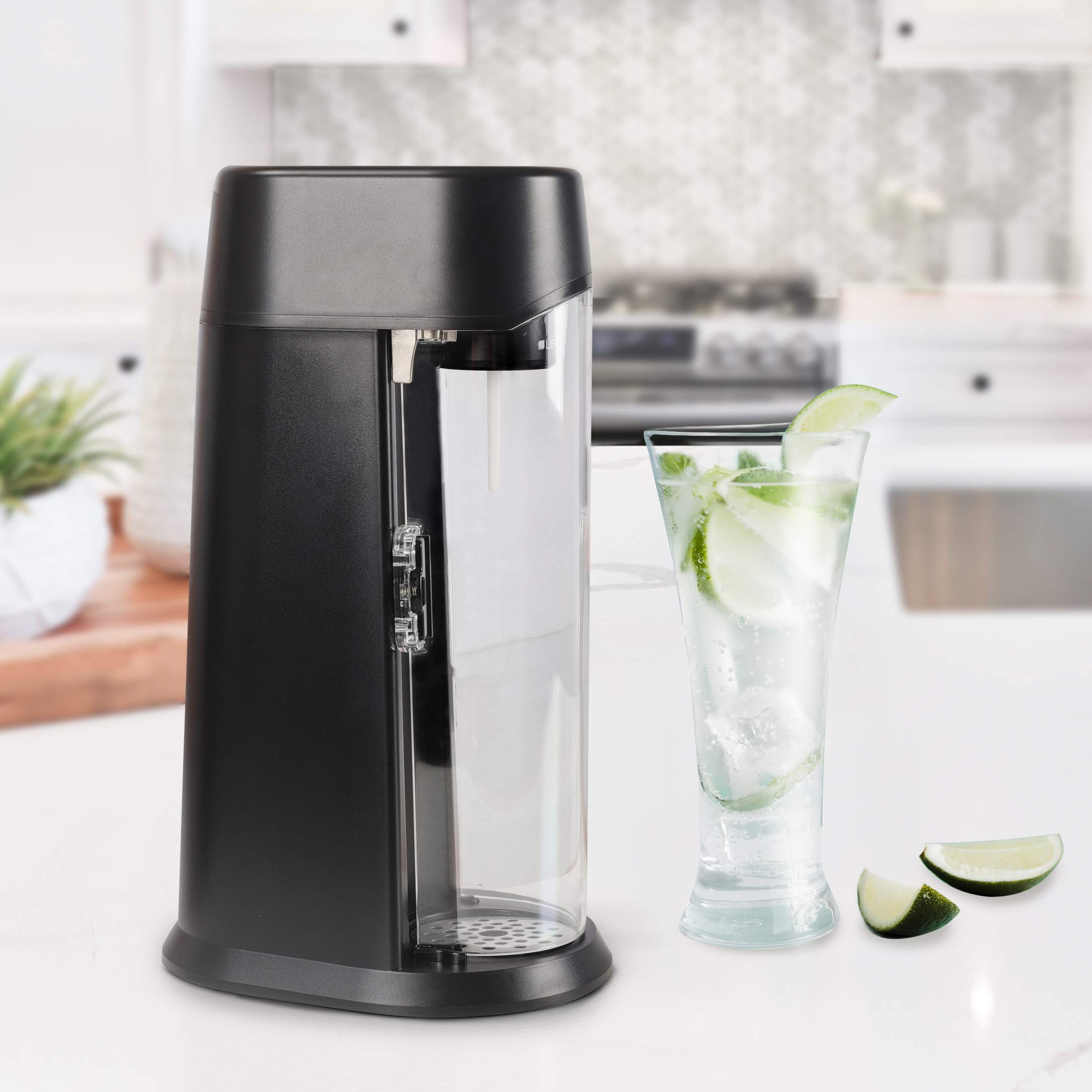 Levivo Gasificadora WATER incl. botella de vidrio y cilindro de CO2, apta para todos los cilindros de CO2 de 0,6 l y 1,2 l, se acabó cargar botellas, Negro Antracita — view 6