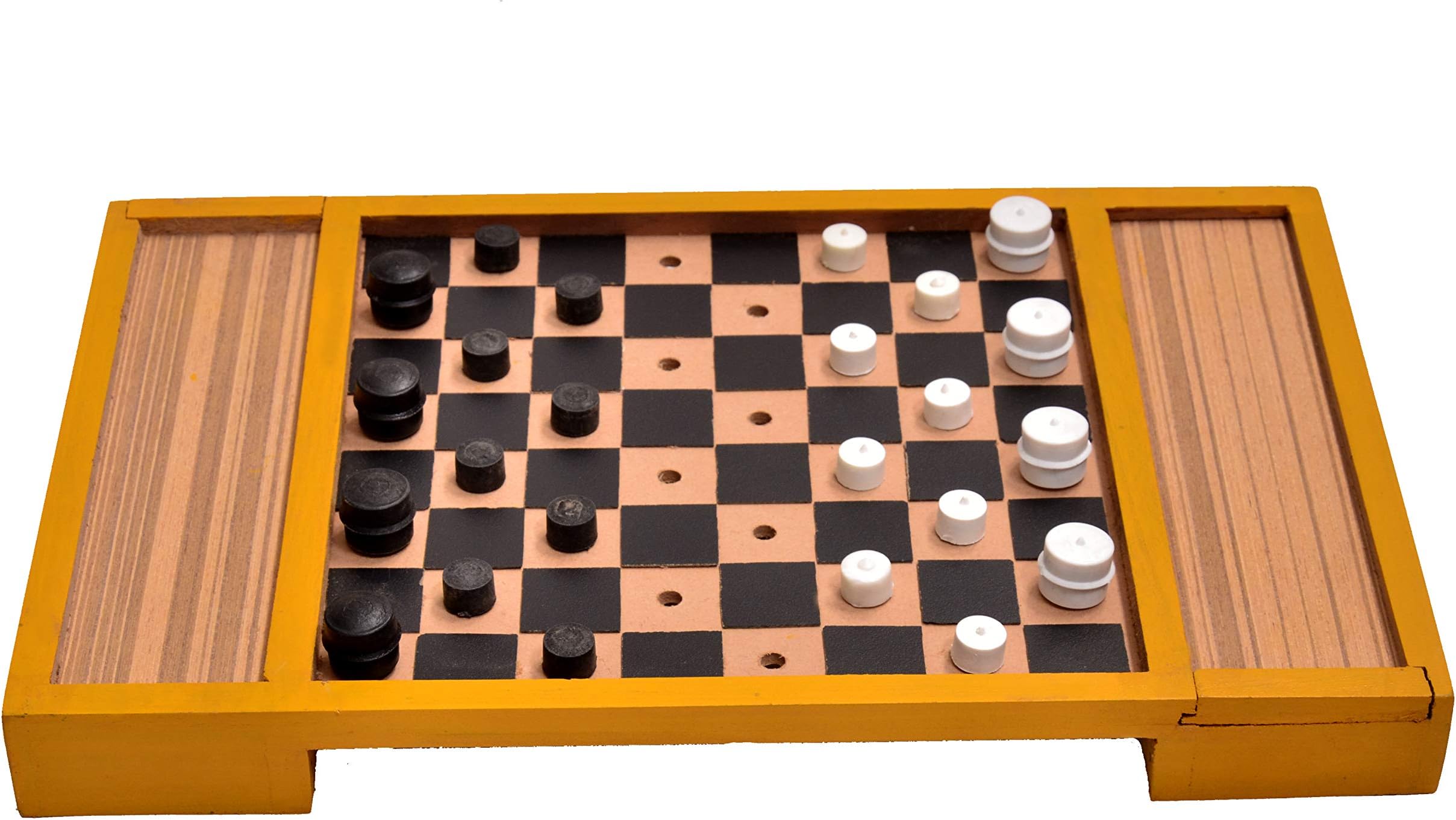 Advance Engineering Works Draught Board Game In Braille For The Blind With Black And White Pieces, kids, Strategy, Brown