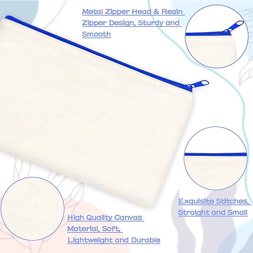 Vista 34 de ZeeDix Bolsa de lona, bolsa de cosméticos multiusos con cremallera, bolsa de lona con cremallera para manualidades, bolsas de maquillaje en blanco