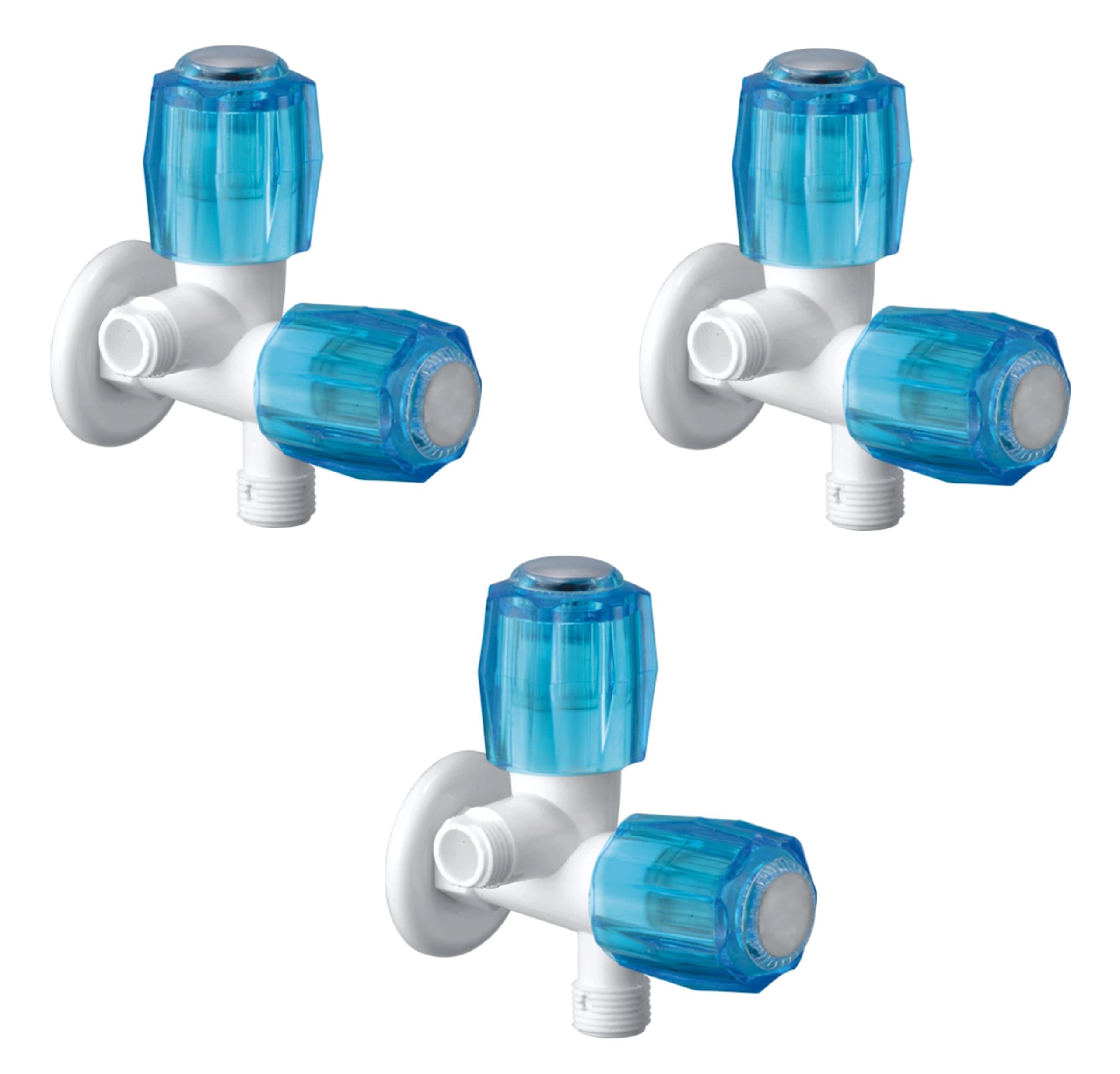 SanituF QTD-110 2 Way Angle Valve Angle Valve PTMT Faucet | DIAMOND Series Plastic 2 Way Angle Valve Cock for Bathroom, Toilet & Wash Basin with Wall Flange | (Blue-White) | (Pack of 1) (B0BVRL8SL8) Amazon Price History, Amazon Price Tracker
