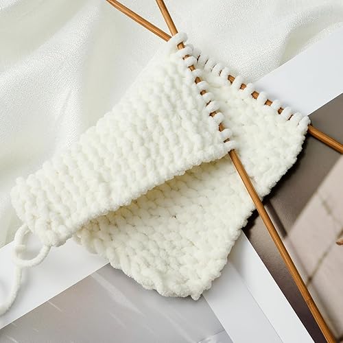 Miniatura 6 de SOVIKER Hilo de felpilla grueso para tejerganchillo para manta de bebé, hilo elegante para Amigurumi #6 súper voluminoso, extra grueso, suave,
