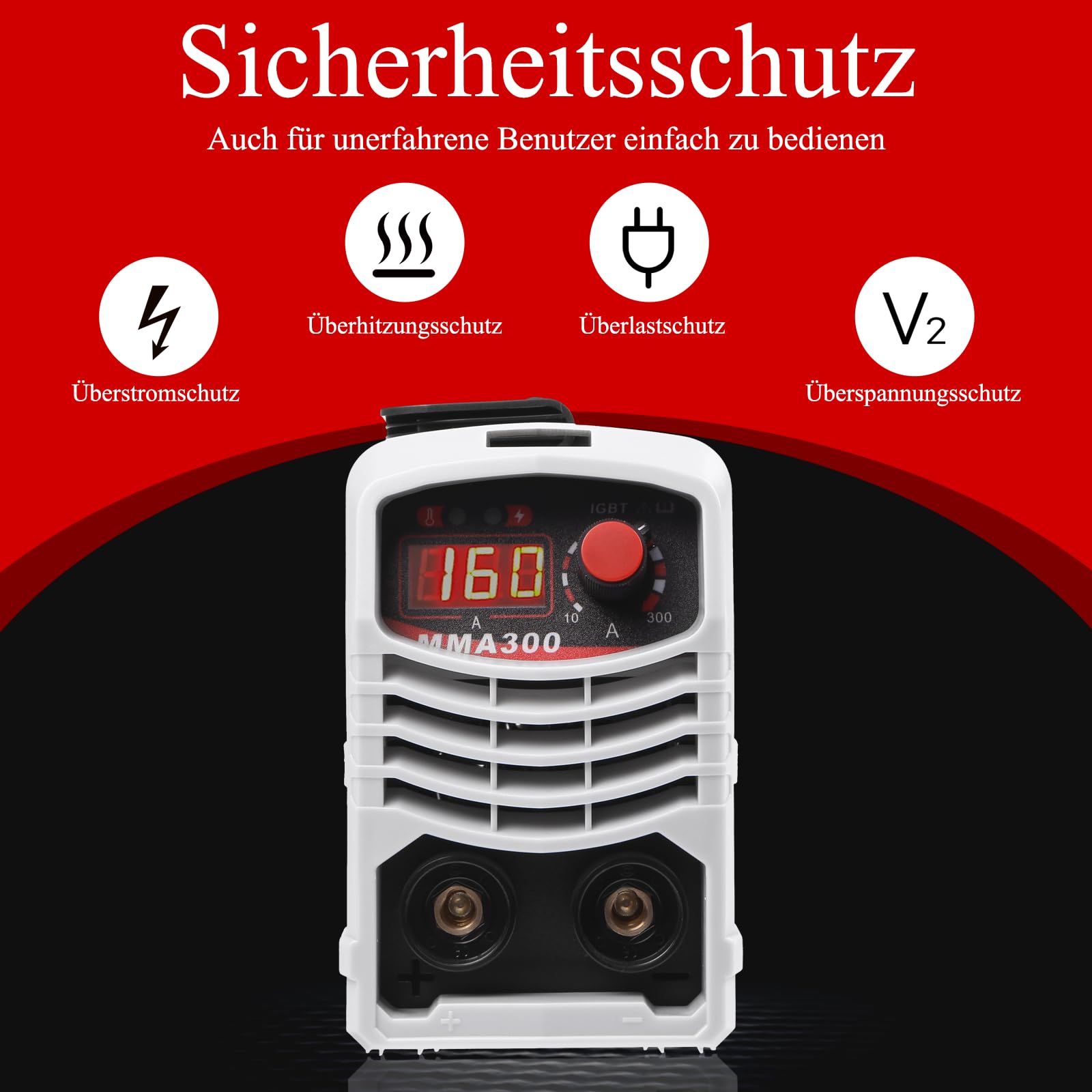 MMA300 Ultra Mini Inverter Schweißgerät,120A IGBT Elektroden Schweißgerät,MMA/ARC Handschweißgerät,Hotstart-Funktion,Kompakt, Leicht,LED-Anzeige,Überhitzungsschutz