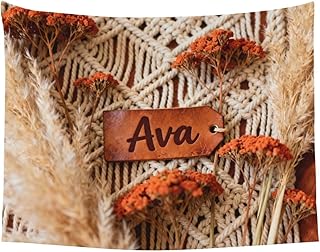 TokenArk Personalized Macrame Tapestry Custom Name Wall Hanging - Boho Woven Cotton and Dried Flower Art for Bedroom Living Room - Unique Earthy Rustic Home Decor Gift Soft Fabric