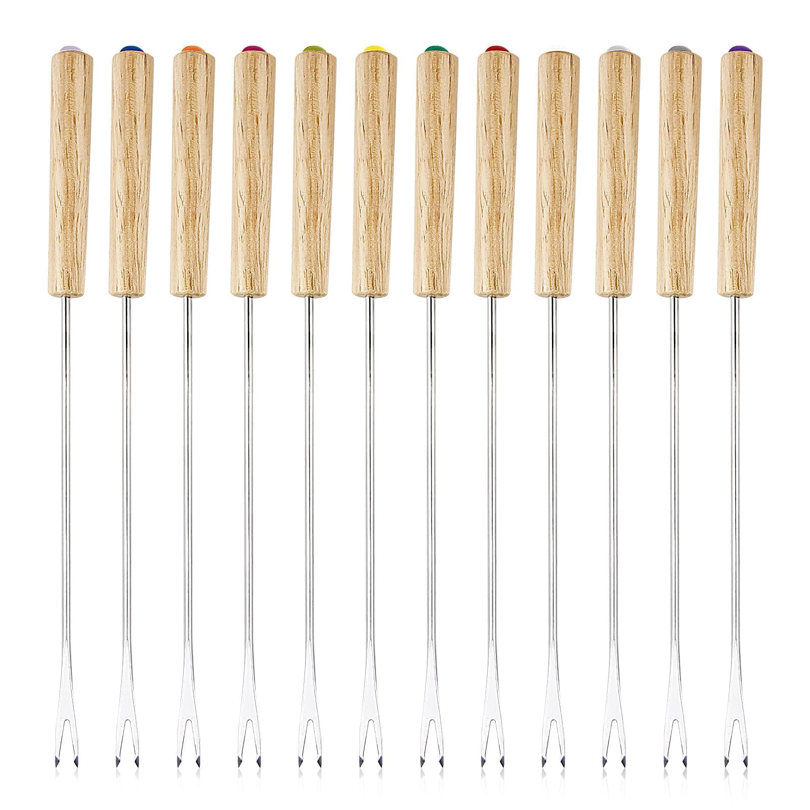 Forchette Da Fonduta In Acciaio Inox - Set 24 Pezzi, 24cm, Manico Colorato Resistente Al Calore - Foto 9