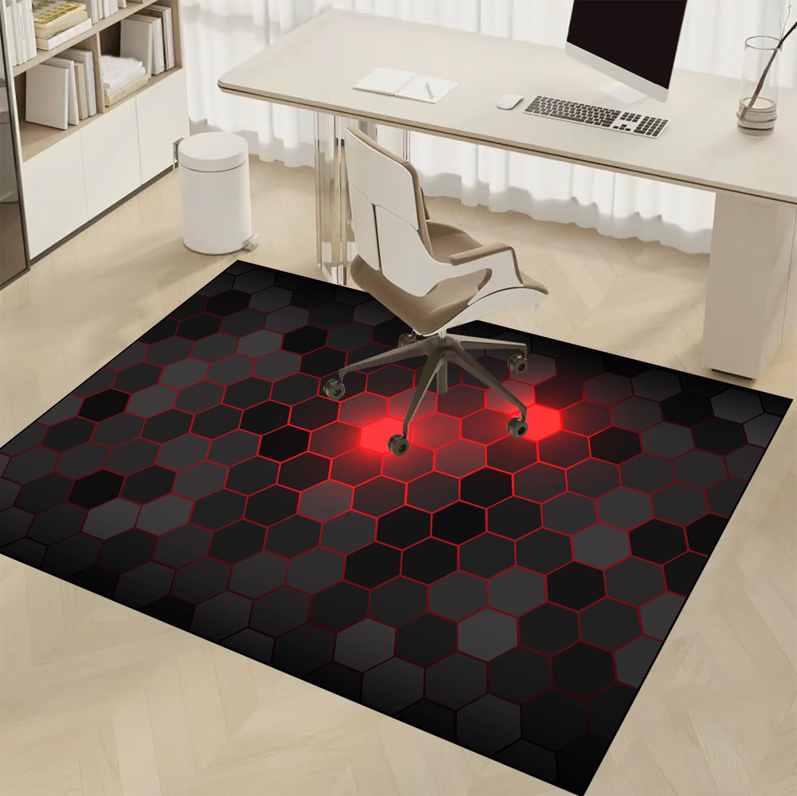 Alfombra Silla Gaming 90 x 110 cm, Alfombrilla para Silla de Oficina, Protector Suelo Silla Ruedas, Alfombra para protección de Suelos Duros, Antideslizante Tapete de Protección de Madera/baldosas