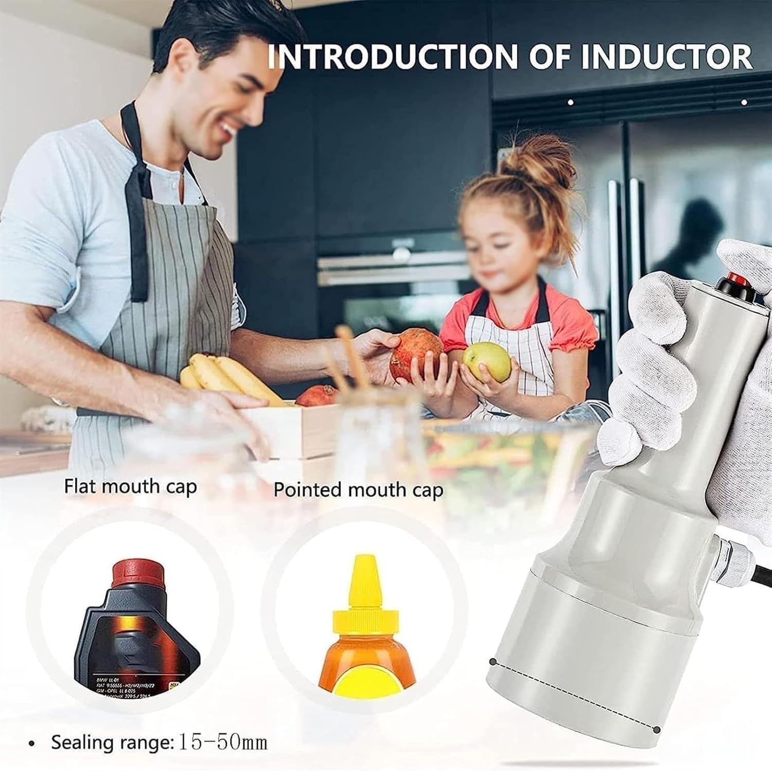 Selladora De Inducción Portátil, Máquina Selladora De Botellas De Aluminio, Selladora Electromagnética De Tapas De 15-50 Mm Y 600 W Con Contador Digital Y Función De Memoria Para Botellas De