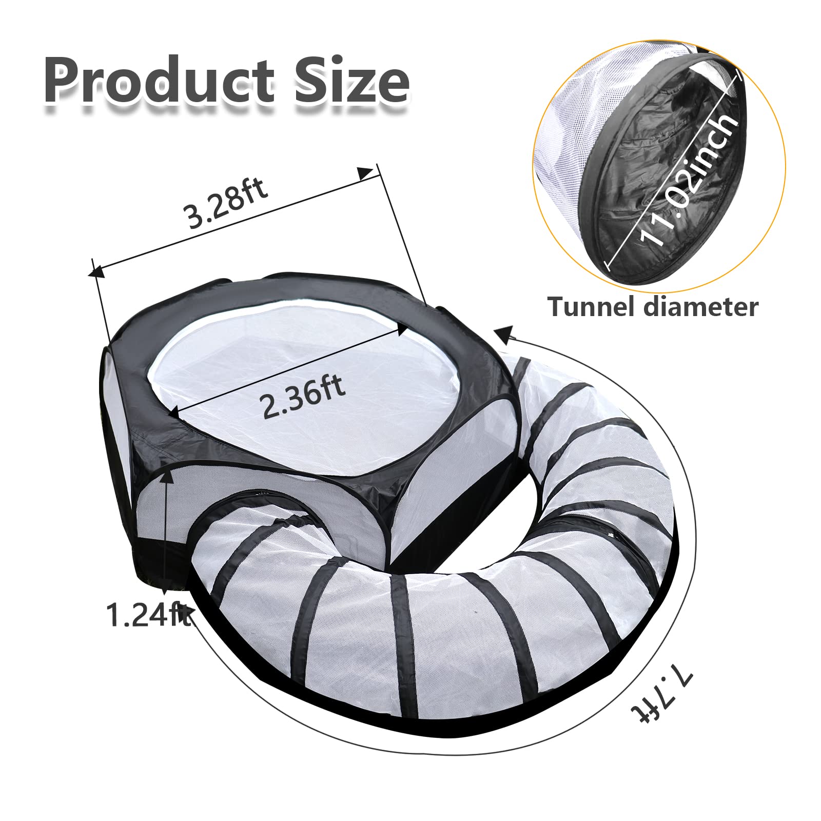 Hipet Small Animals Playpen, Waterproof Pet Fence with Fun Surround Tunnel - Image 2