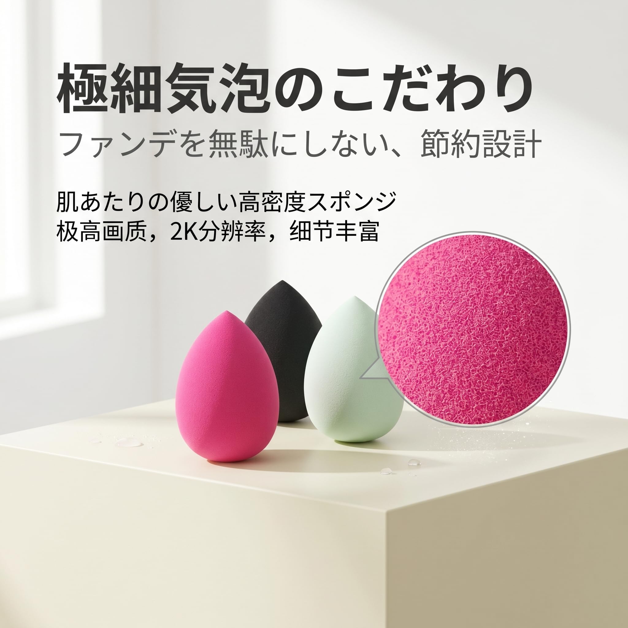 Amazon | メイクアップスポンジ 3個セット しずく型 個別包装