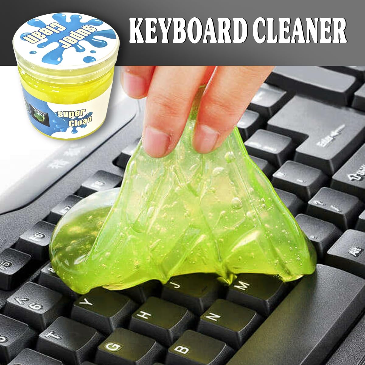 Uiojokv Car Cleaning Gel, Universal Auto Detailing Putty for Dust Removal, Reusable Car Goop Cleaner Supplies Auto Slime, Car Crevice Cleaner, Car Accessories for Laptops, Keyboard, Air Vents (Yellow)