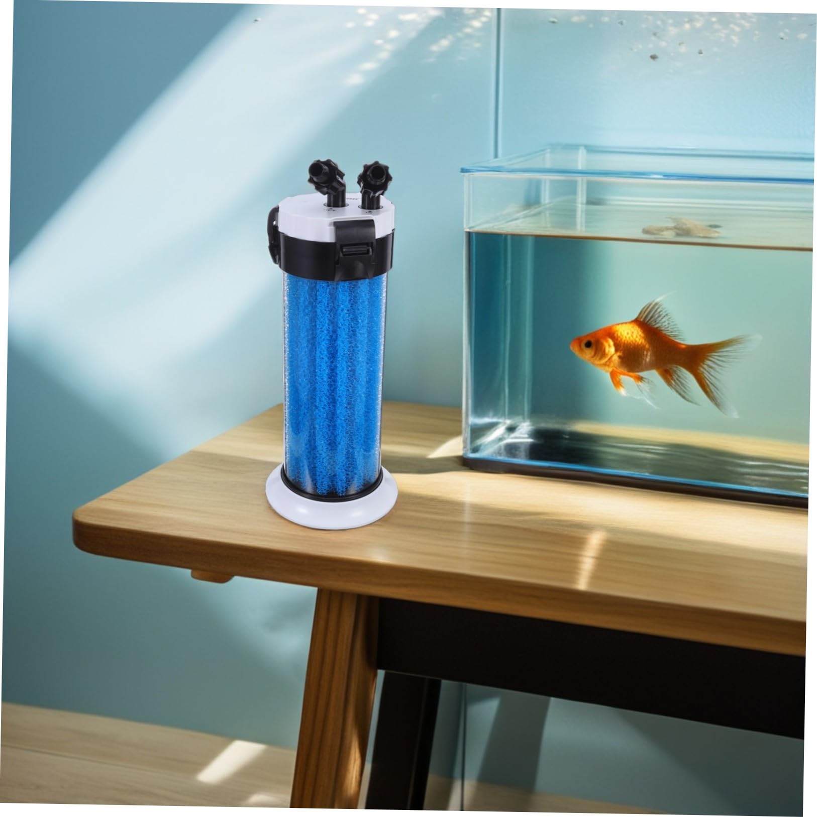 Healifty Filtro Externo de Acuario Silencioso, Filtro de Agua de Bote para Acuario, Abs Azul, Filtración Completa y Oxigenación Mejorada, para Estanques de Tortugas y Mascotas Acuáticas
