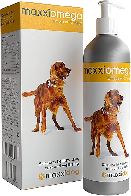 maxxiomega - Olio per Cani con Pratico Erogatore – Pelle Sana e Pelo Lucido  – Omega 3 6 e