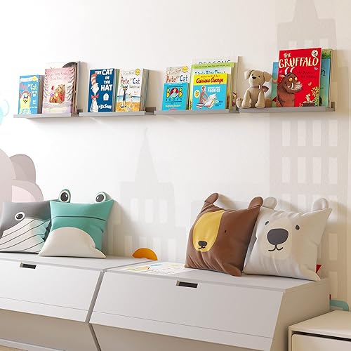 Miniatura 4 de Wallniture Denver Estantes flotantes de 17 pulgadas para pared, estantes flotantes para libros para habitación de niños, estantes de guardería para