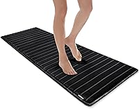 Vista 15 de MICRODRY Tapete de baño de espuma viscoelástica extra grueso, moderno, con infusión de carbón, base antideslizante GripTex, absorbente, de fácil Azul