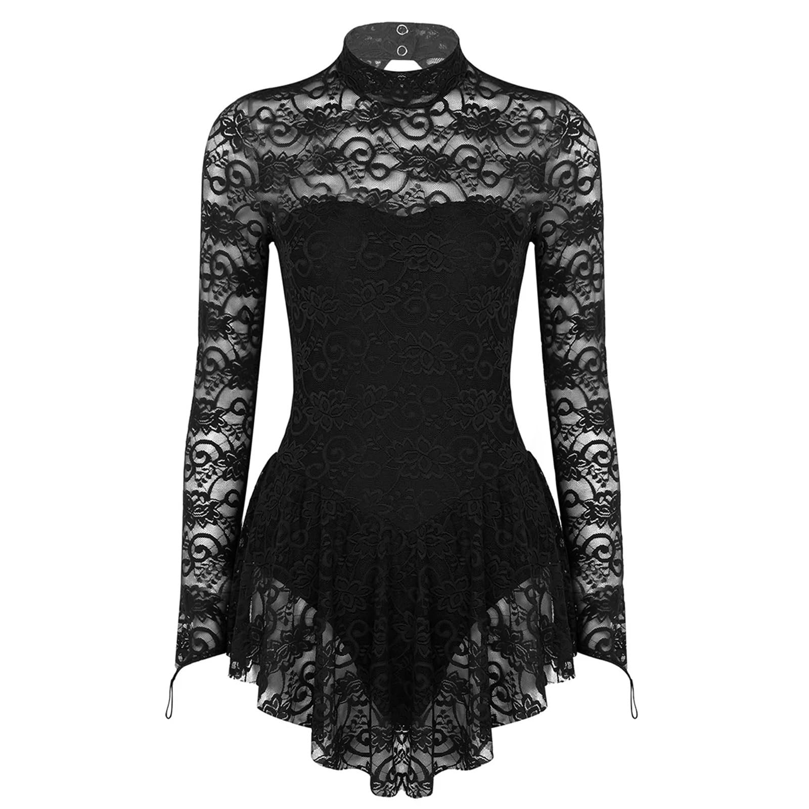 Maillot Ballet Mujer Maillot de ballet y gimnasia for mujer adulta, vestido de danza contemporánea, mallas de manga larga con encaje for patinaje artístico