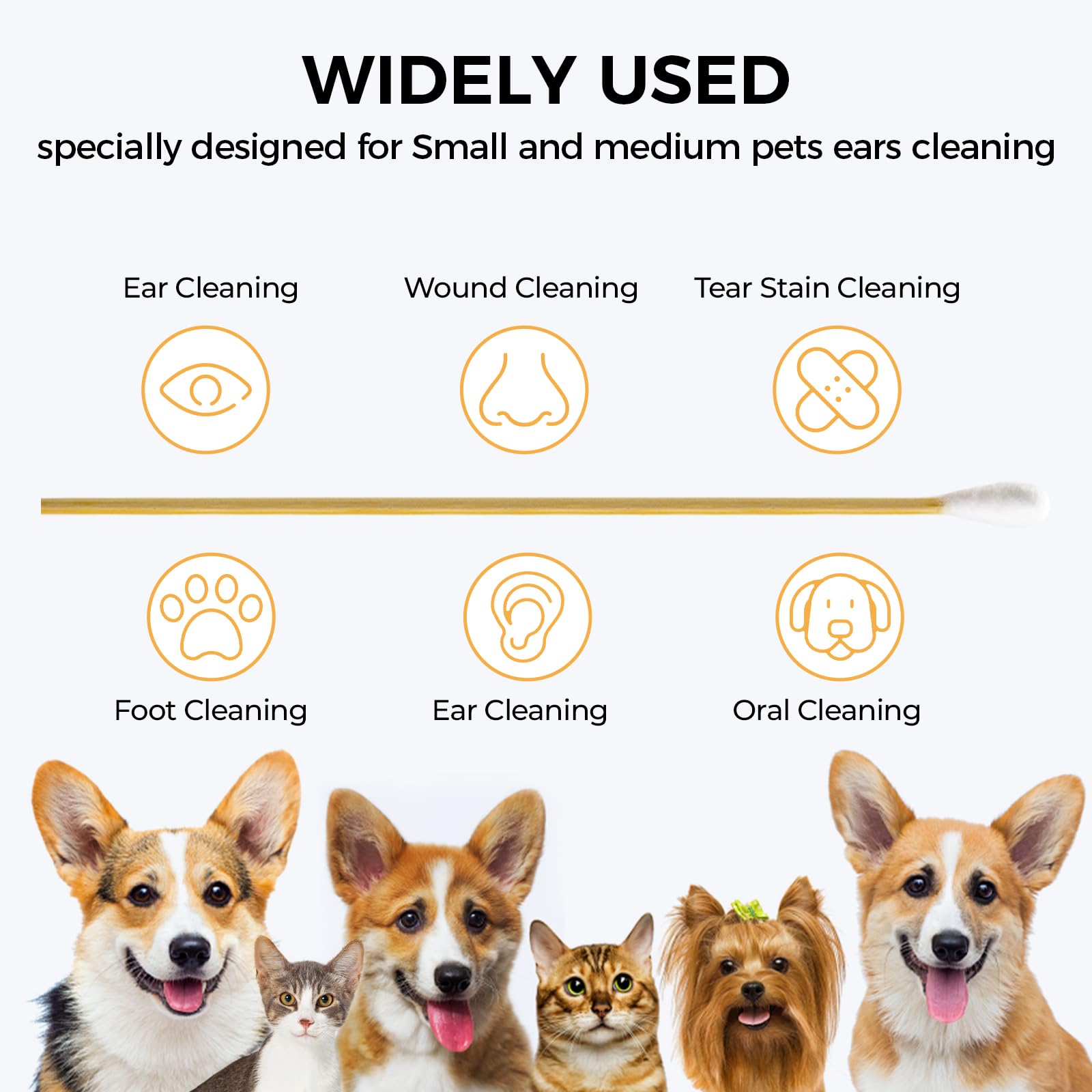 Accesfire 120PCS Long Cotton Swabs with Storage Box, 6 Inch Dog Ear Swabs - for Small and Medium Pet Ear Cleaning - Soft Cotton Tips, Gentle and Lint-Free, Specially Designed for Dogs (Medium) - image 4