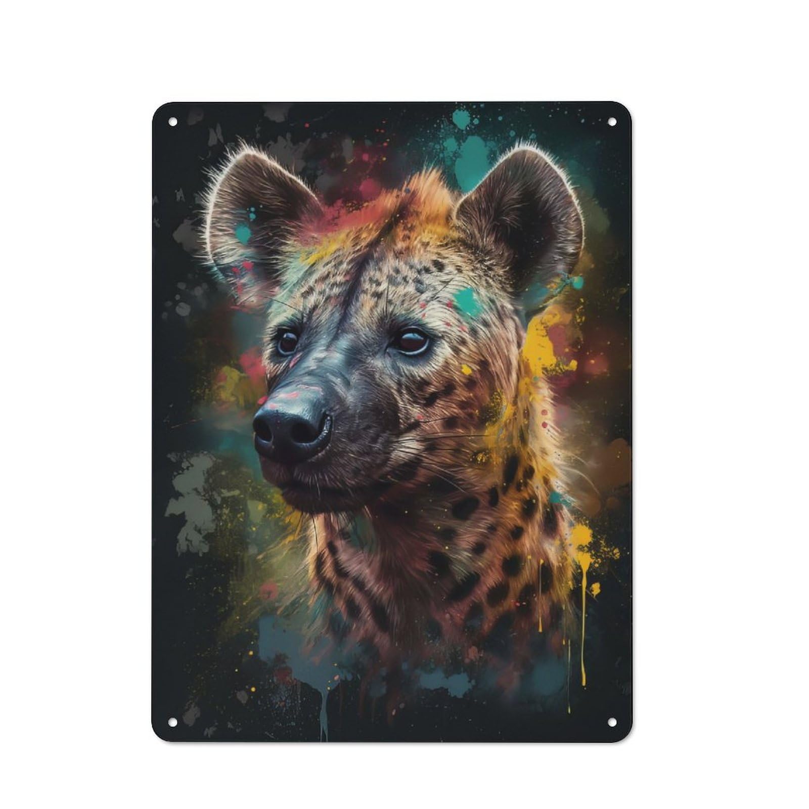 Junmoney Hyena Painting For Lounge Or Reading Corner, Retro Metal Sign 40X30cm, For Metal Sign Collectors, For Garage And Workshop Walls