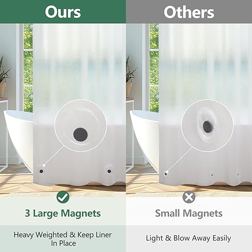 Miniatura 3 de Forro de cortina de ducha EVA 3D de seda esmerilada con 3 imanes extragrandes, forro de cortina de ducha impermeable sin BPA, sin olor, 72 x 72