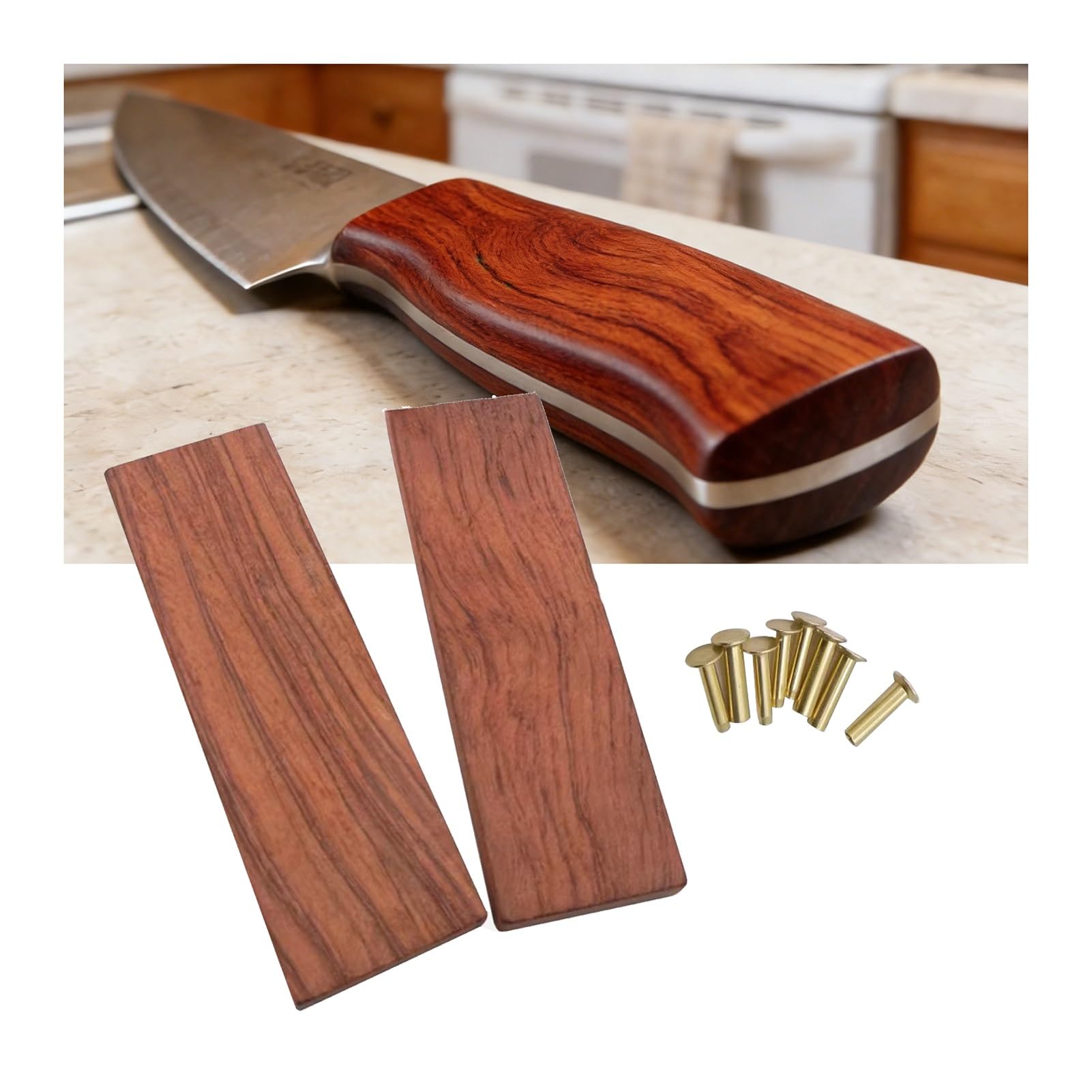 2 Pcs Wood Knife Handle Material Scales Rosewood Blank for DIY Music Instruments Tools Crafts