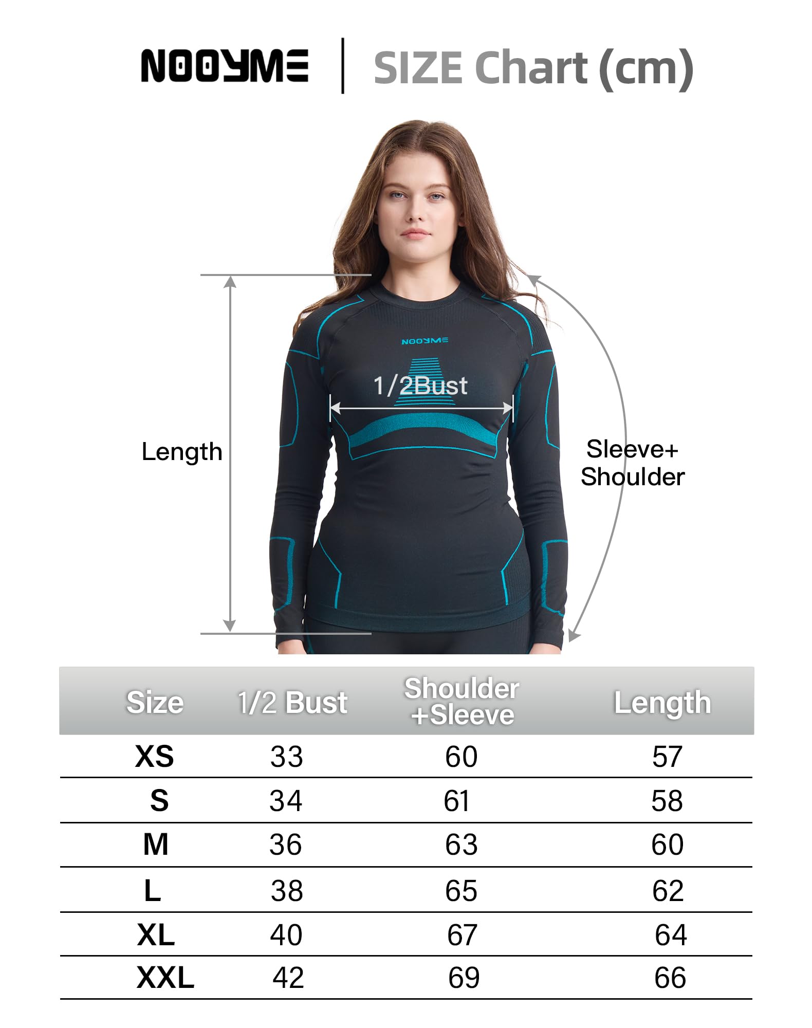 NOOYME Haut thermique pour femme - Manches longues - Sous-vêtements thermiques - Sous-vêtements de ski - Pour l'hiver