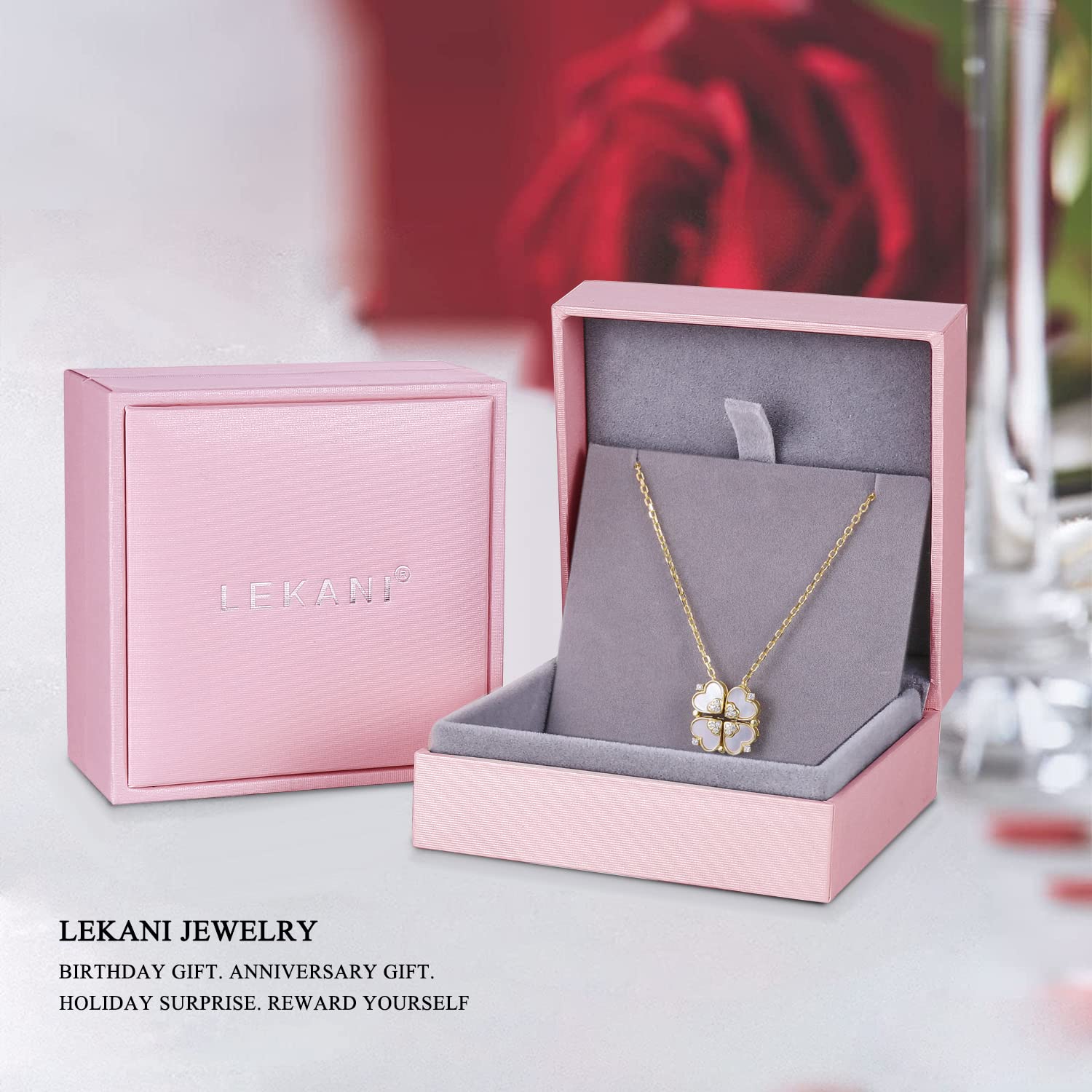Naszyjnik damski Clover Heart Pendant 925 Sterling Silver Biżuteria damska Oryginalne pomysły na prezent dla niej, Dzień Matki Urodziny Rocznica Boże Narodzenie Pomysł na prezent Walentynki
