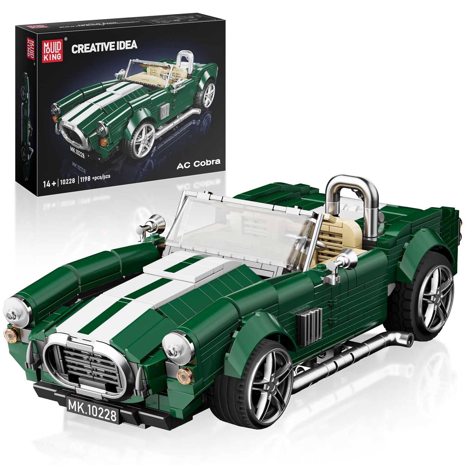 Mould King 10228 Technik Speed Champion Vintage Car Clamping Blocks Cabriolet Sports Car Building Blocks Car Building Toy Gifts for Adults from 14 Years (1198 Pieces)
