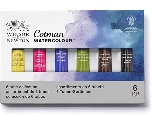 Vista 44 de Winsor & Newton - Cotman - Juego de acuarelas, 12 medias pastillas y pincel Juego de 6 tubos 0.3 fl oz
