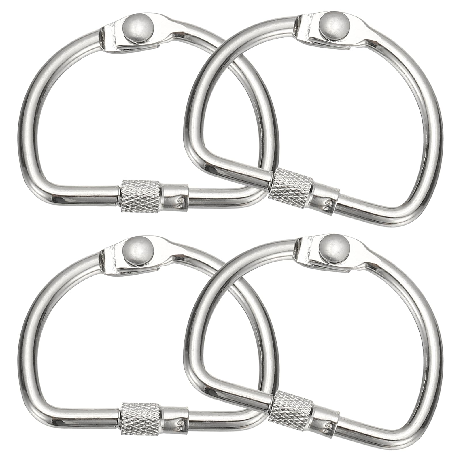 PATIKIL 4 Pcs D Shape Binder Ring, 1.5 Inch Loose Leaf Book Binder Metal Rings Washi Tape Organizer for Index Card Home Office Key Photos DIY Paper Receipts Storage Craft Supplies