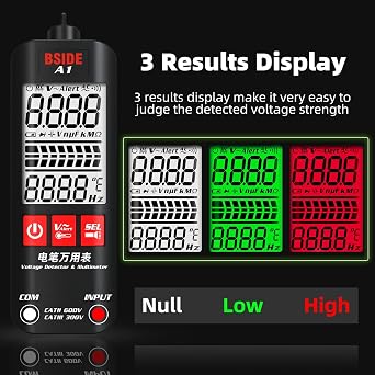 BSIDE A1 Voltage Tester Multimeter 3-Results Display Pocket Smart Voltmeter
