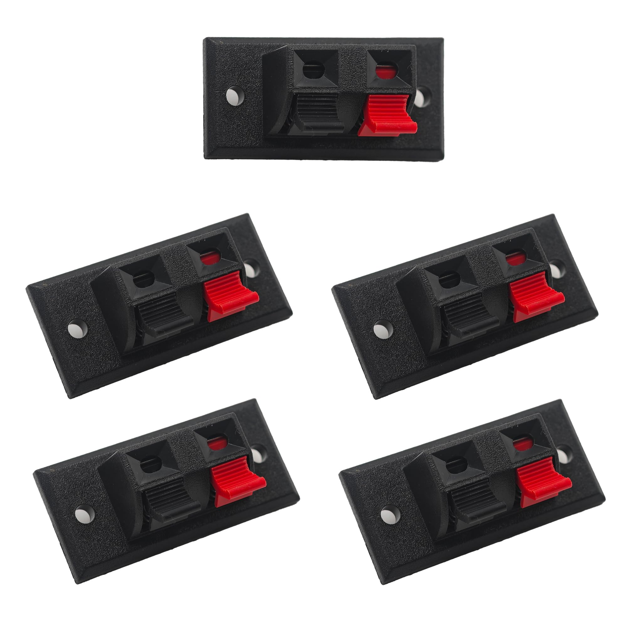 Virello 5Pcs 2 Pin Speaker Terminal Block, 2 Way Spring Speaker Connection Clip, Push Release Connector for Amplifier, Stereo, and Speaker Wire Terminal Strip