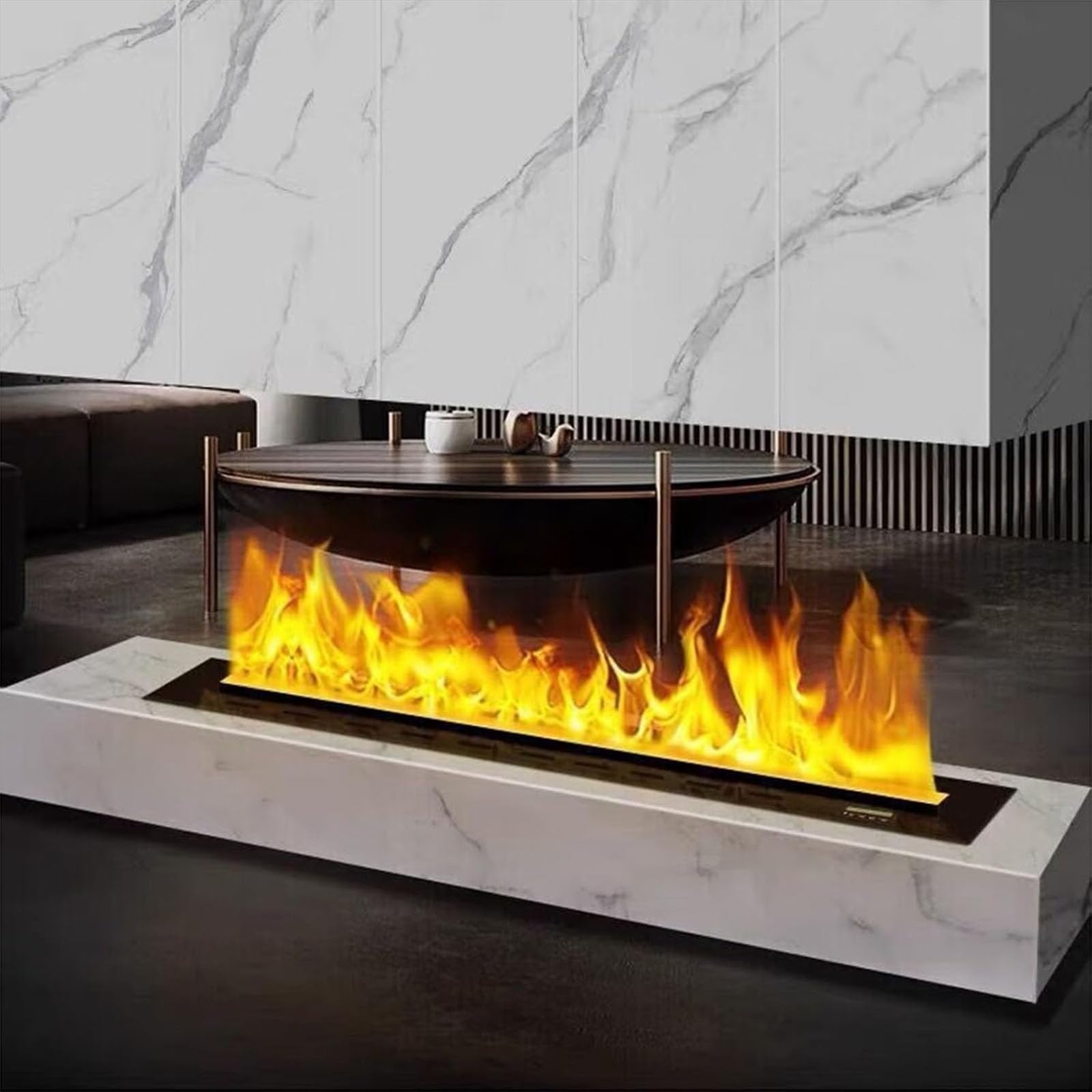 Camino Automatico Umidificatore Decorativo A Vapore Acqueo con Fiamma Atomizzatrice Fiamma Simulata Nebbia d'Acqua Tattile Camino A Vapore da Incasso,01,80cm/31.4in