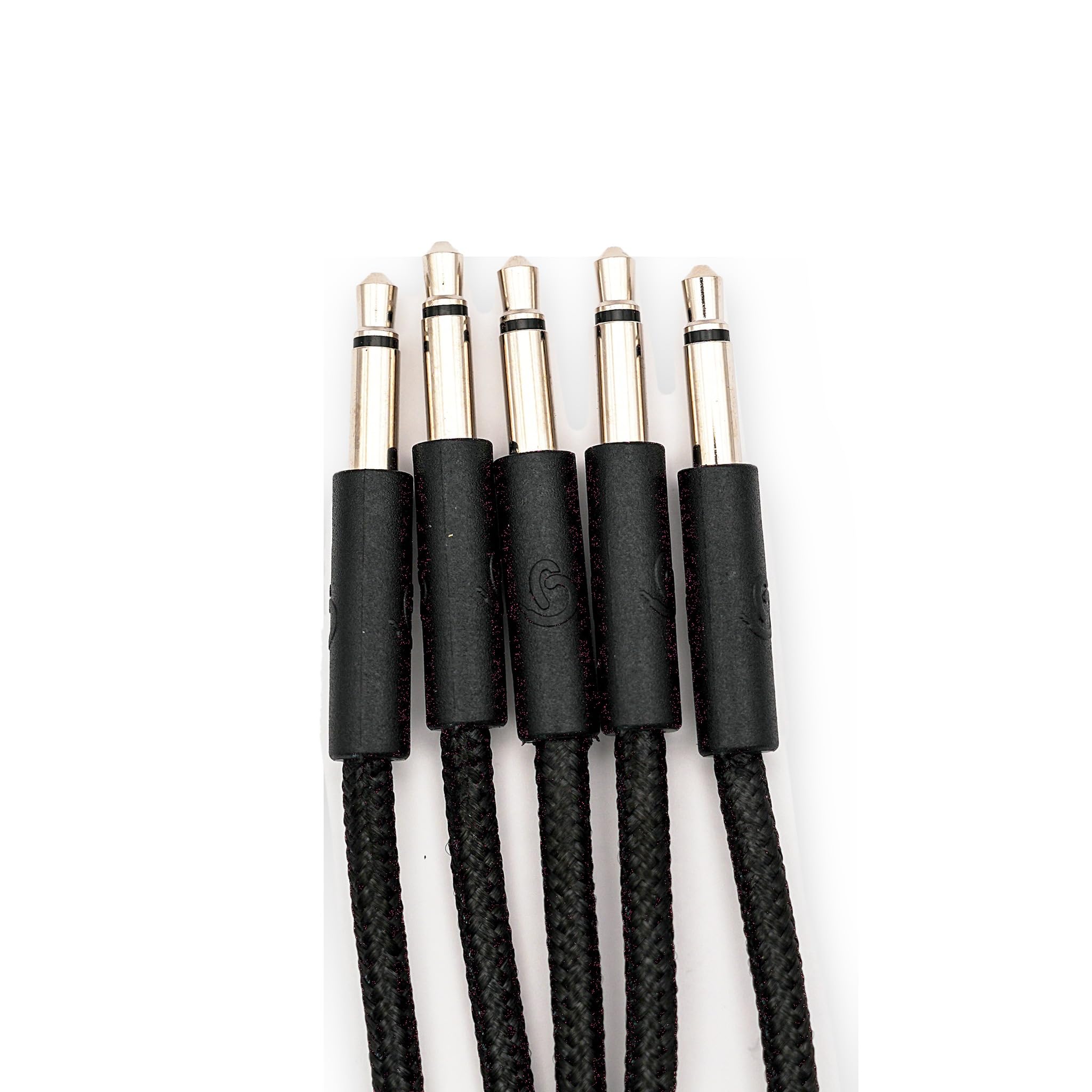 Slim Eurorack Patchkabel Geflochten 90 cm – Extra Schmale Stecker – 3,5 mm Mono Klinke – Schwarz – 15 Stück