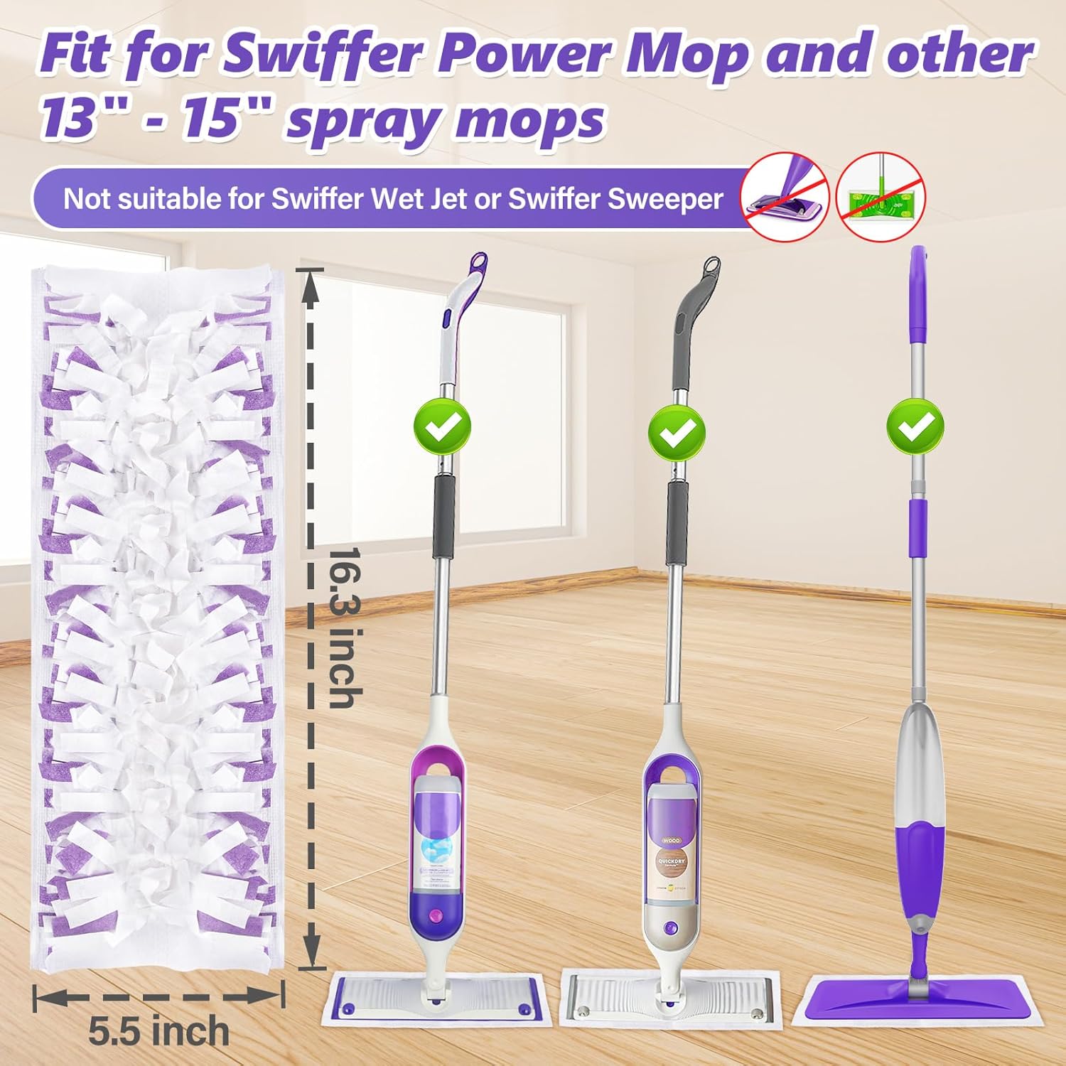 mop pads refills for swiffer power mop: 20 pcs wet dry disposable pad for multi-surface floor cleaning - mopping replacement for tile hardwood - sweeping cloths for home kichen 20 pcs mop pads