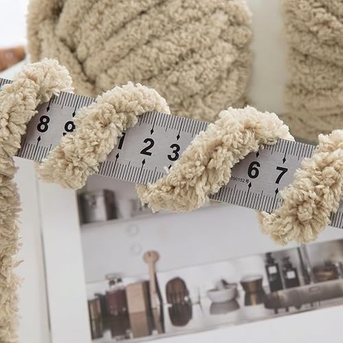 Vista 112 de HOMBYS Hilo de felpilla grueso verde salvia para tejer a mano, esponjoso, suave, jumbo, hilo súper voluminoso para manta gruesa, hilo para tejer