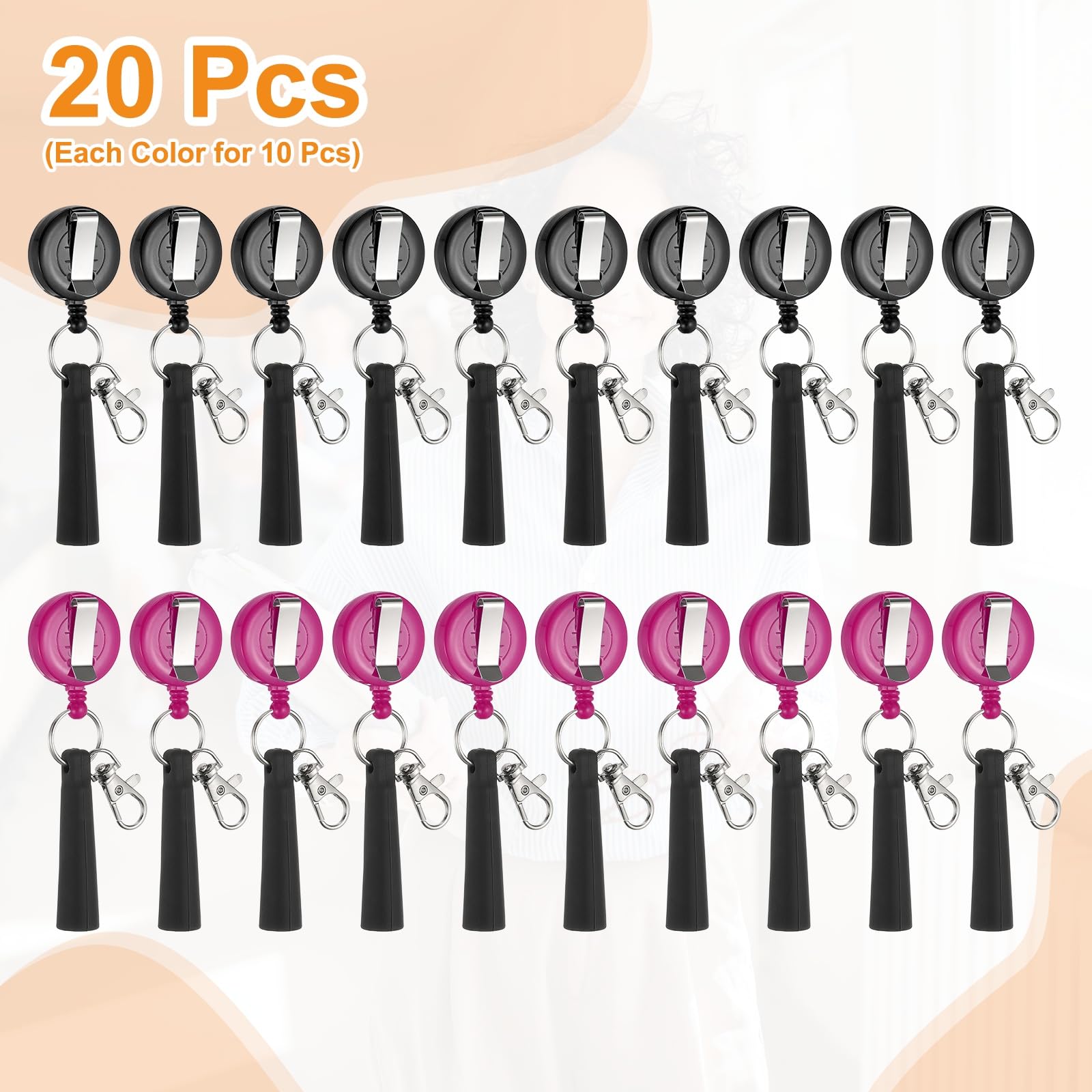 PATIKIL Retractable Pen Holder, 20Pcs Pull Pen Pencil Holder Elastic Silicone Grip Pencil Holder for Woodwork Bricklayer Markers and Carpenter Pencils, Rose Red/Black - Image 3