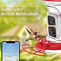 Vista 3 de Soliom Hummingbird Feeder with Camera, Smart Bird Feeder Camera with 2K Live View AI Identify Species, Leak Proof & Ant Moat & Bee Proof, Outdoor Red