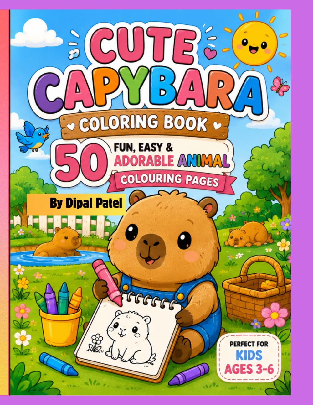 Cute Capybara Coloring Book: 50 Fun, Easy & Adorable Animal Colouring Pages