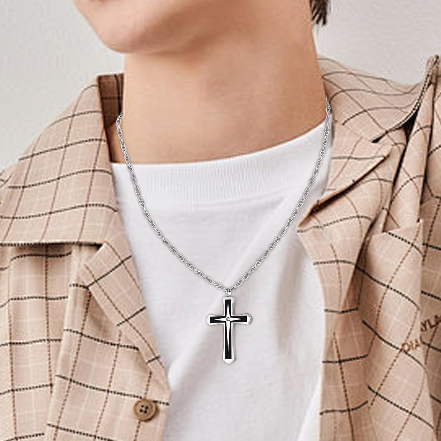 XIUDA Cross Urn Necklaces for Ashes Crystal Cremation Pendant Urns for Human Ashes Memorial Keepsake Cremation Jewelry for Men Women