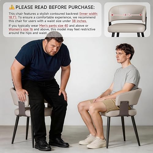 Miniatura 3 de Juego de 4 sillas de comedor modernas, tapizadas de piel sintética con respaldo abierto curvo, fácil montaje para comedor, restaurante, cafetería