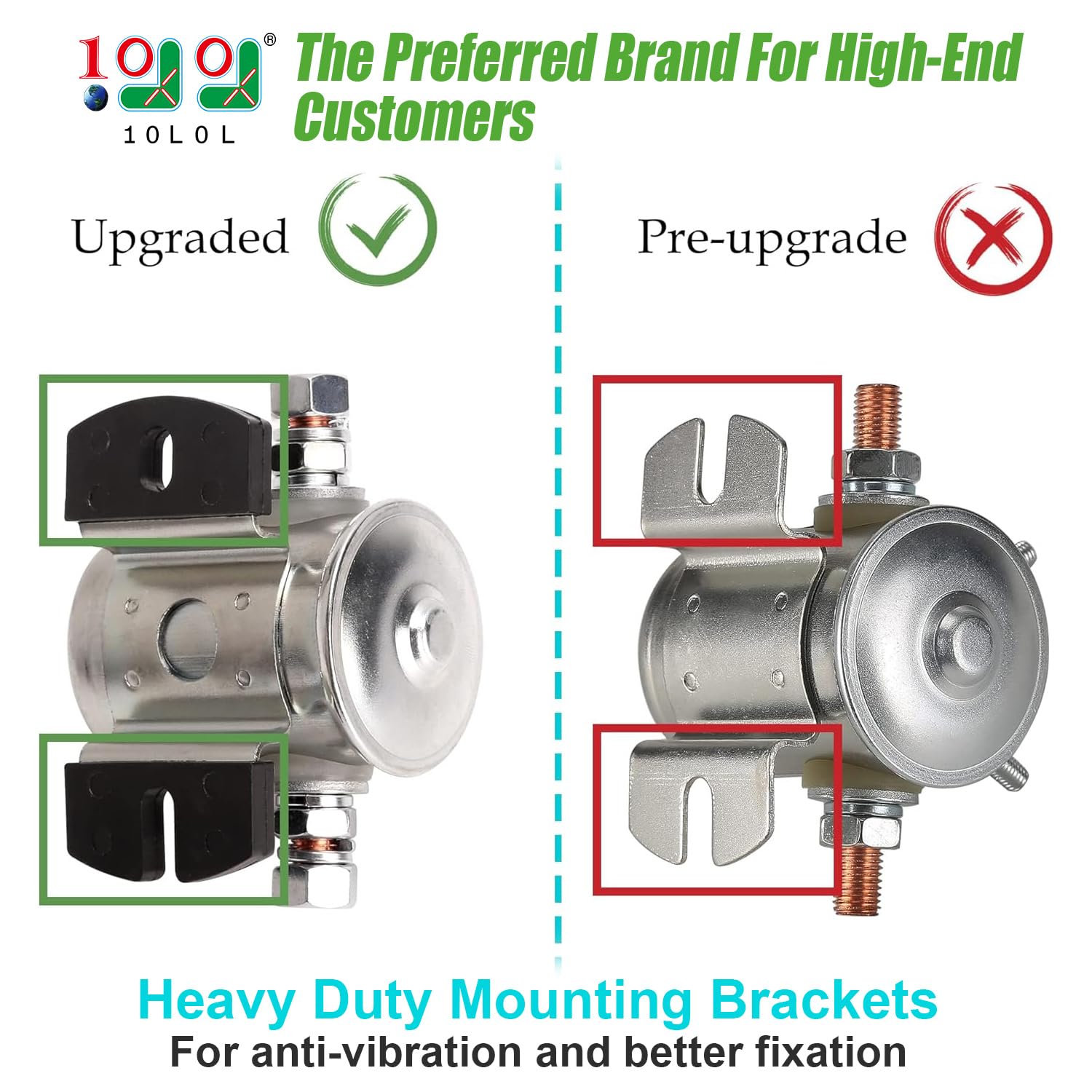 10L0L #70 Series Continuous Duty Solenoid Relay for 36 Volt EZGO Electric Golf Cart, Includes Resistor & Diode, OEM# 27855G01 11761G1 27855G02