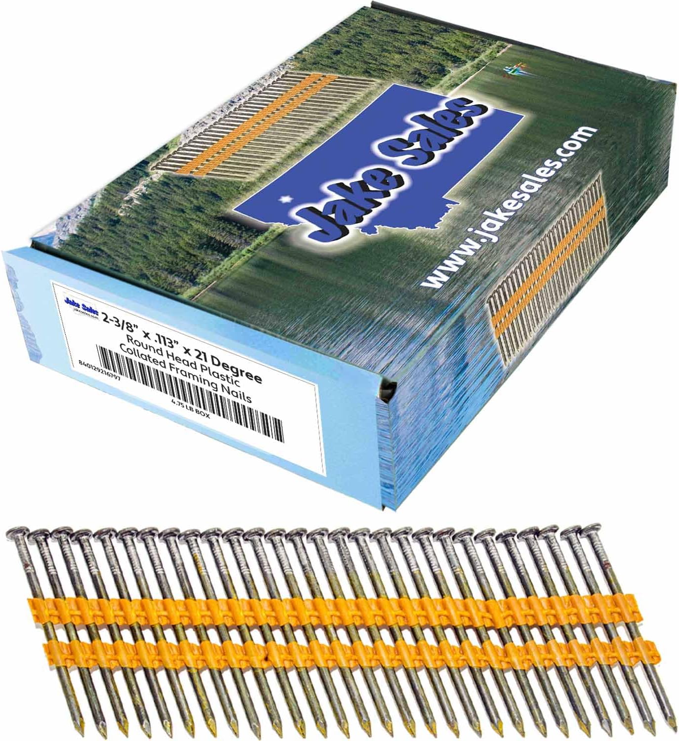 3" x .120" (10d) 21 Degree - Vinyl Coated - Plastic Collated - Framing Nail - Small Box ~476 Nails