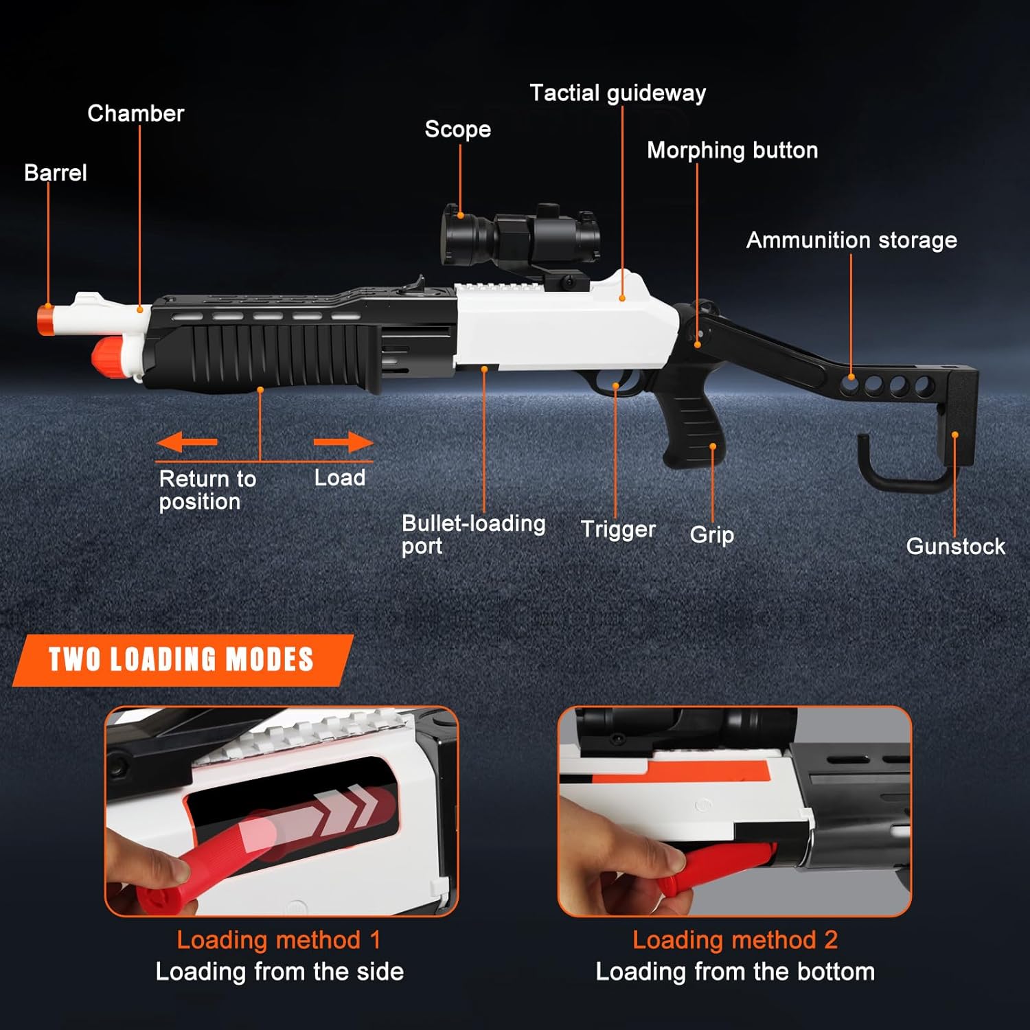 Bugrtey Shell Ejecting Toy Shotgun Toys with 20 Soft Bullets 12 Shells 1 Scope Two Modes Toy Shotgun Outdoor Games Gifts for Christmas Halloween Birthday
