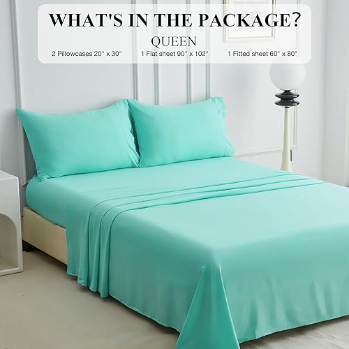 Miniatura 6 de Juego de sábanas Queen  Sábanas suaves para cama de tamaño Queen, sábanas de lujo de hotel de bolsillo extra profundo, sábanas y fundas de almohada