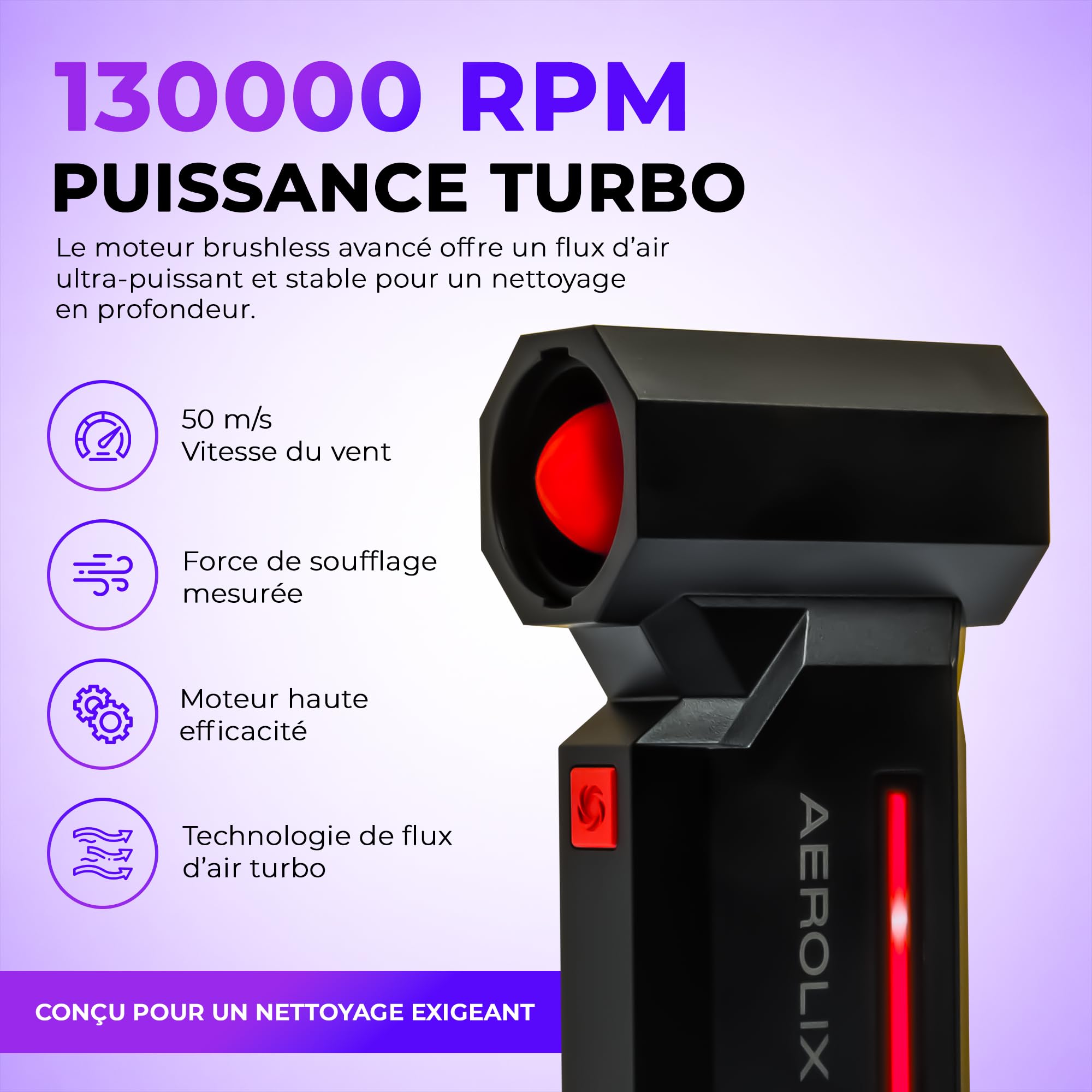 Souffleur Air Comprimé Électrique Sans Fil Puissant 130000 RPM – Soufflette 8000 mAh, 5 Vitesses, Nettoyage PC Clavier Maison