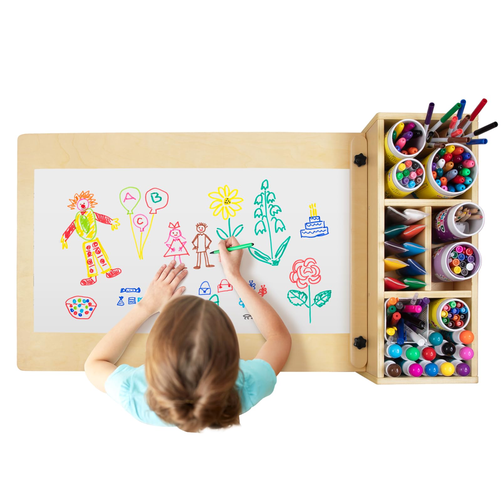 OOOK Kindertisch mit 2 Stühlen, Basteltisch Kindersitzgruppe mit Stauraum aus Holz, Aktivitätstisch Maltisch für Kinderzimmer, Klassenzimmer, Kindergarten