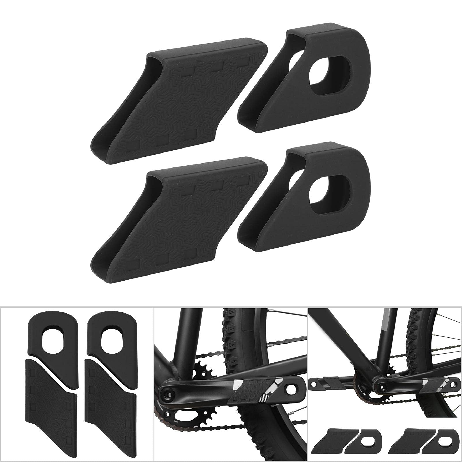 Funda protectora de silicona para bicicleta manivela 4 Unidades (BLACK)