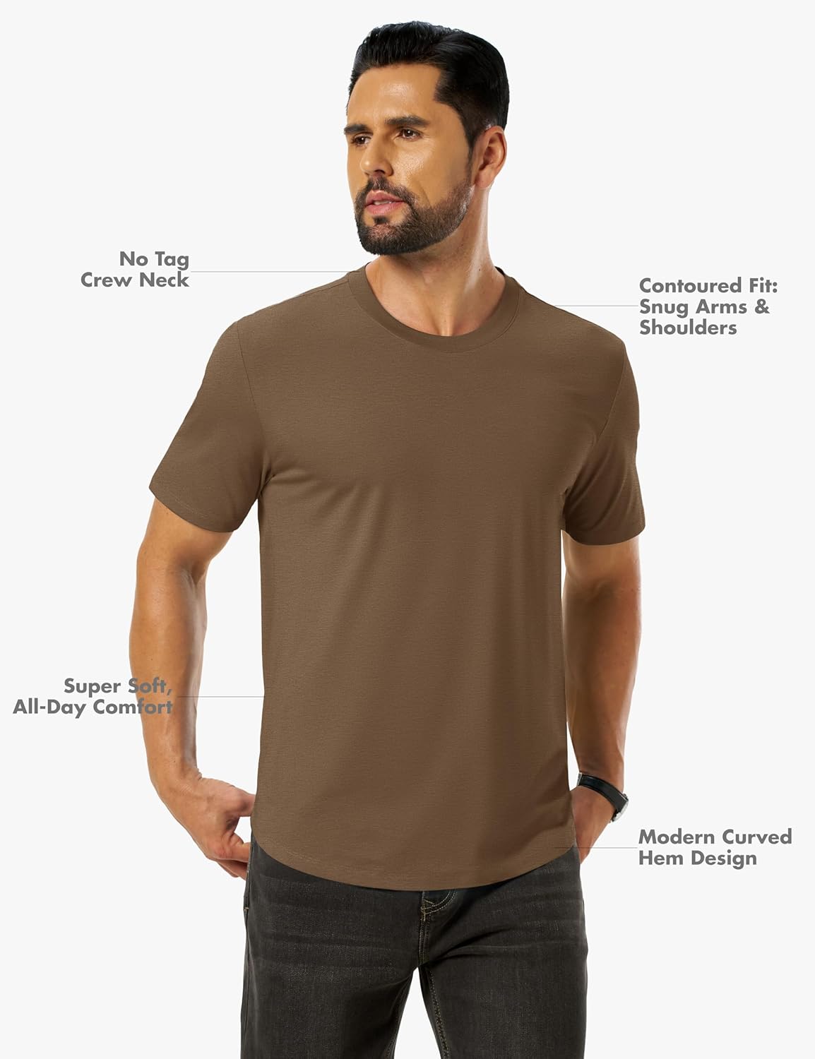 Cotrasen Mens T-Shirts Short Sleeve Curved Hem Lightweight Moisture Wicking Cooling Cotton Blend Casual Crewneck Tee Shirts - Image 4