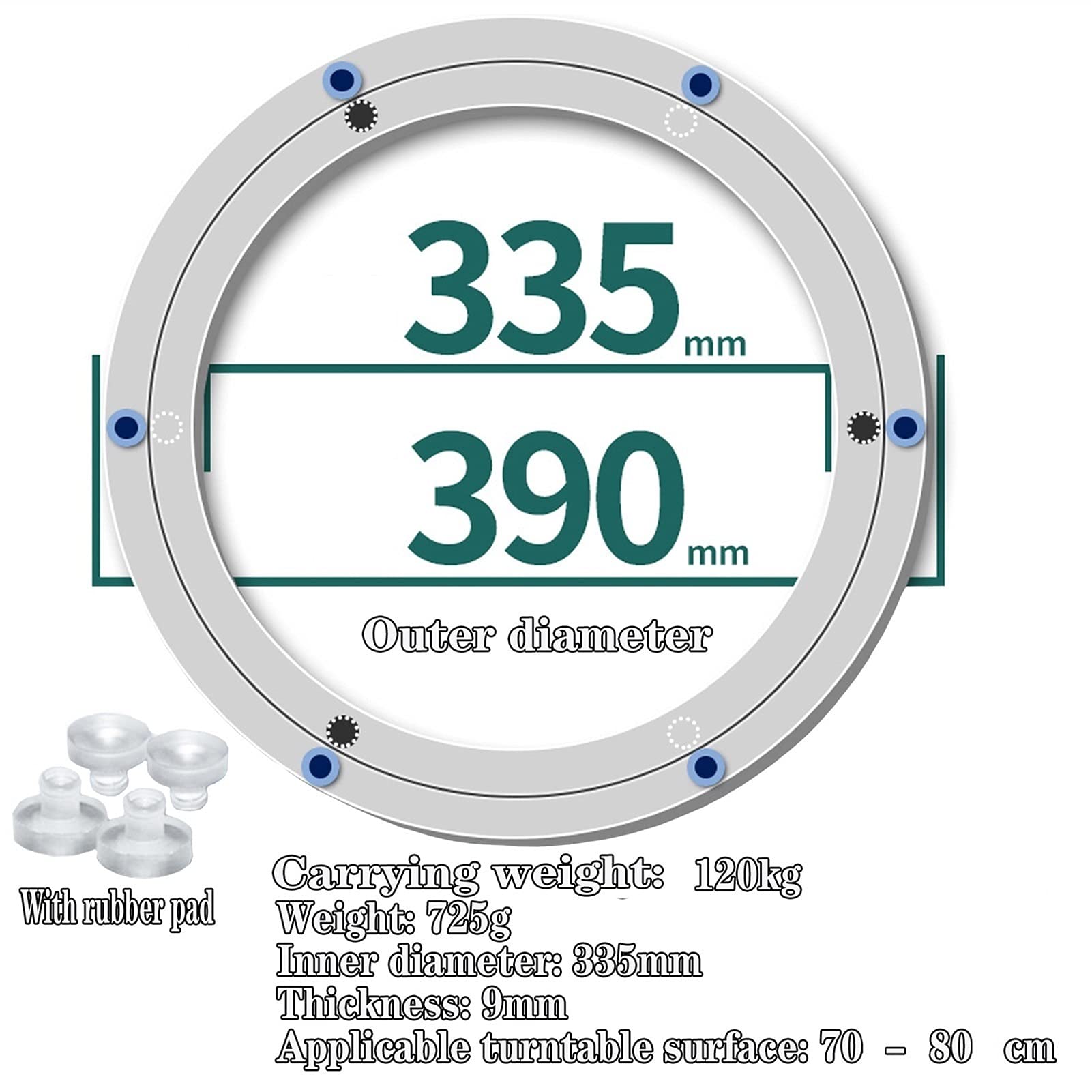Rodamiento Plataforma giratoria, rodamiento Bolas Plataforma giratoria Soporte rodamiento Placa giratoria Aleación Aluminio Resistente Placa giratoria giratoria 360 Grados Base Cargas Pesadas para